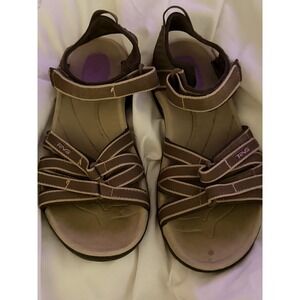 Teva Tirra Taupe Brown & Purple Sandals 8.5 Tan